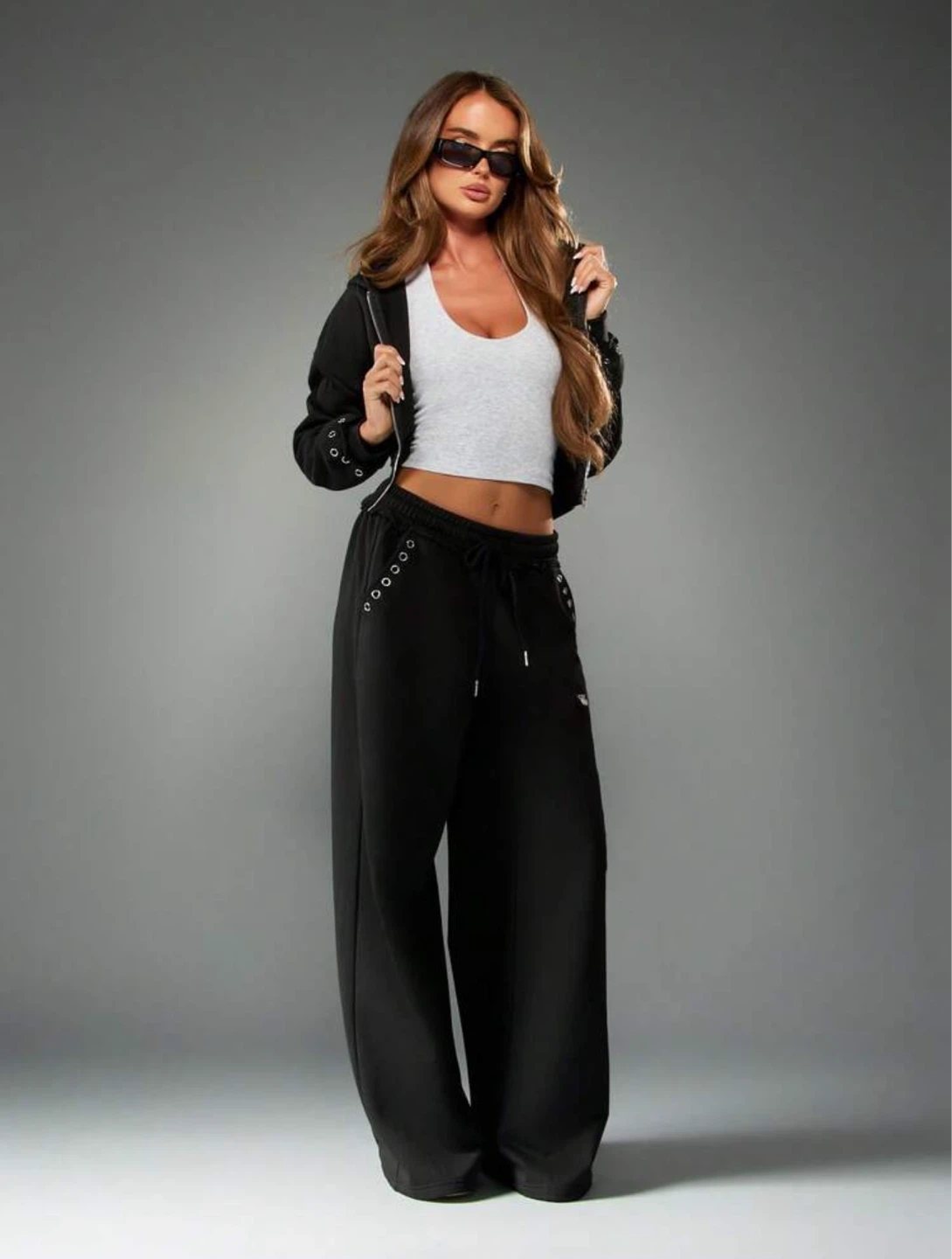 Missguided Black Cropped Hoodie with Sweatpants - photo 3