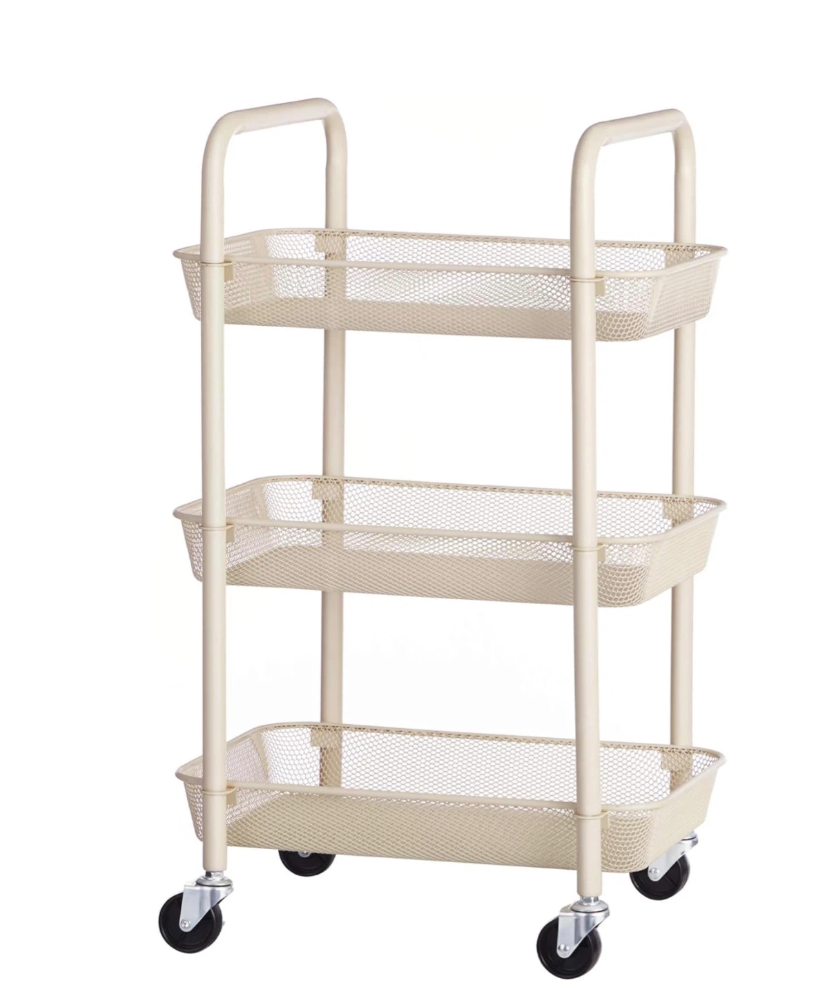Cream 3-Tier Rolling Storage Cart