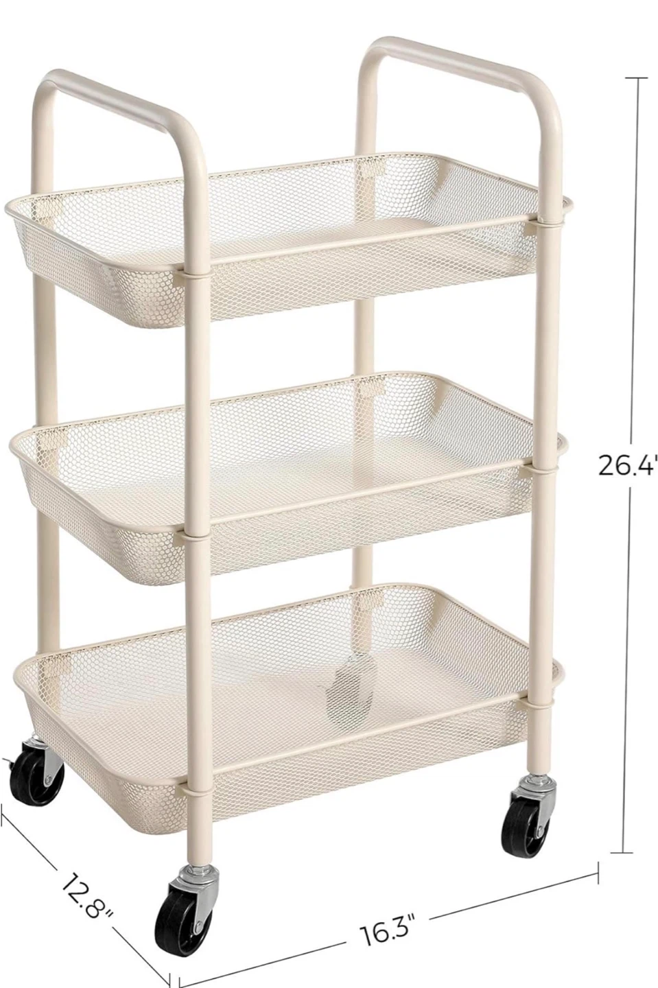 Cream 3-Tier Rolling Storage Cart - photo 4