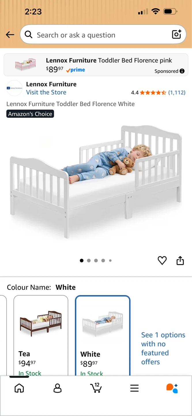 Lennox Furniture Toddler Bed Florence White