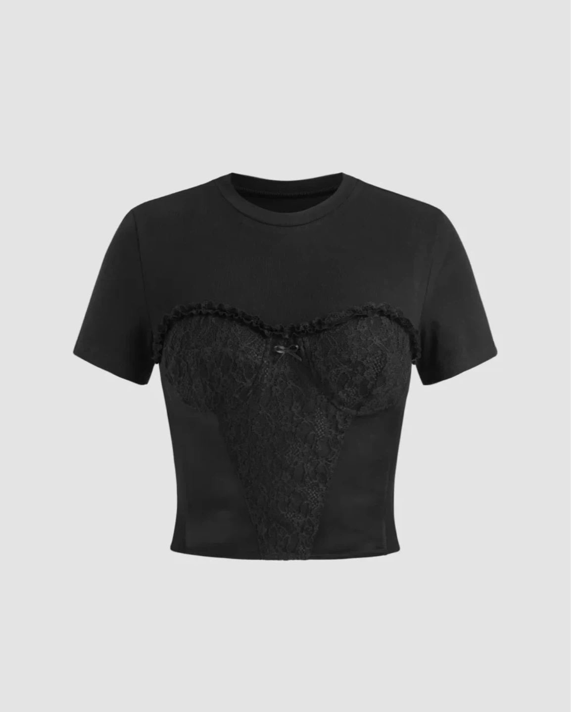 Black Lace Corset T-Shirt