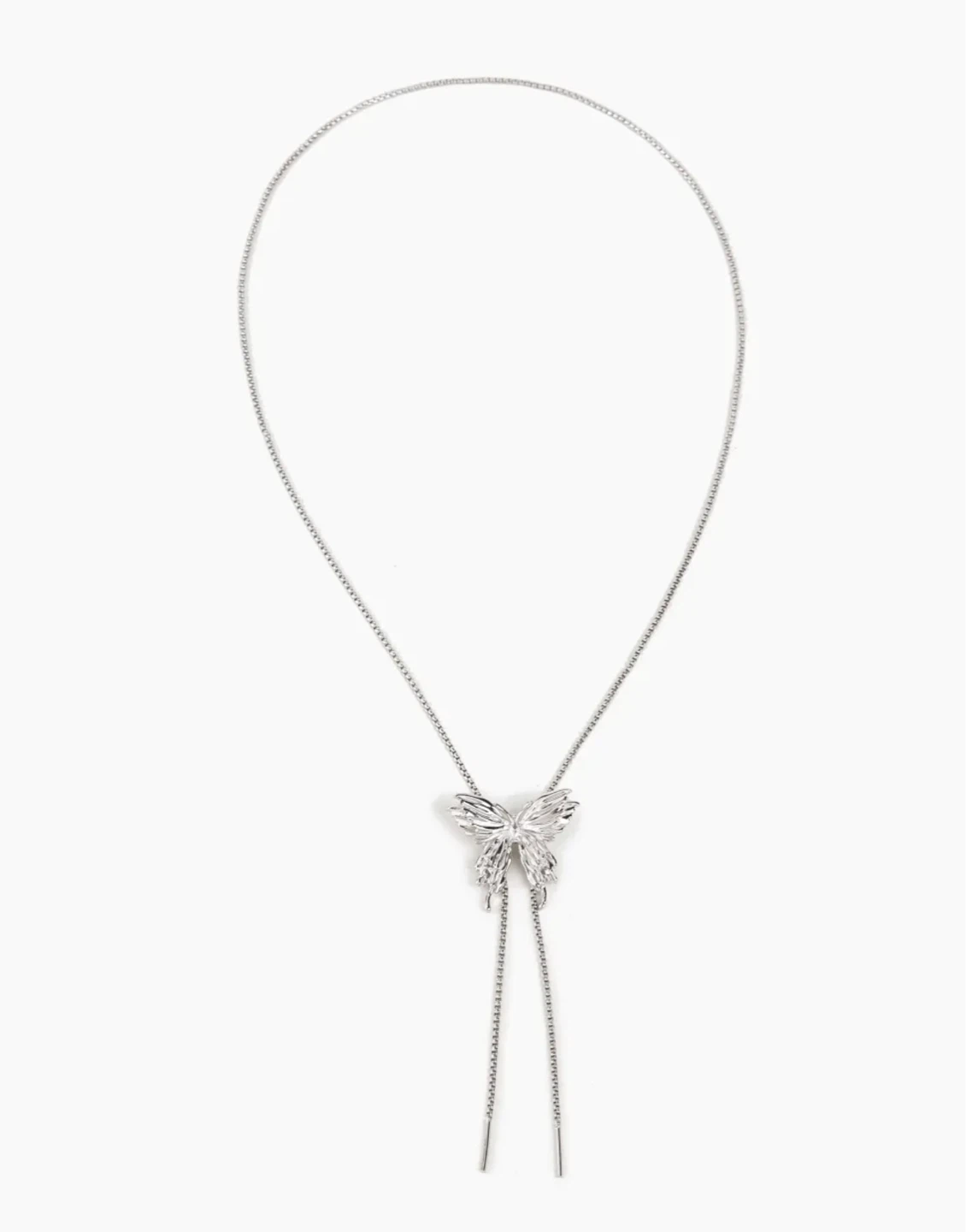 Silver Butterfly Bolo Necklace