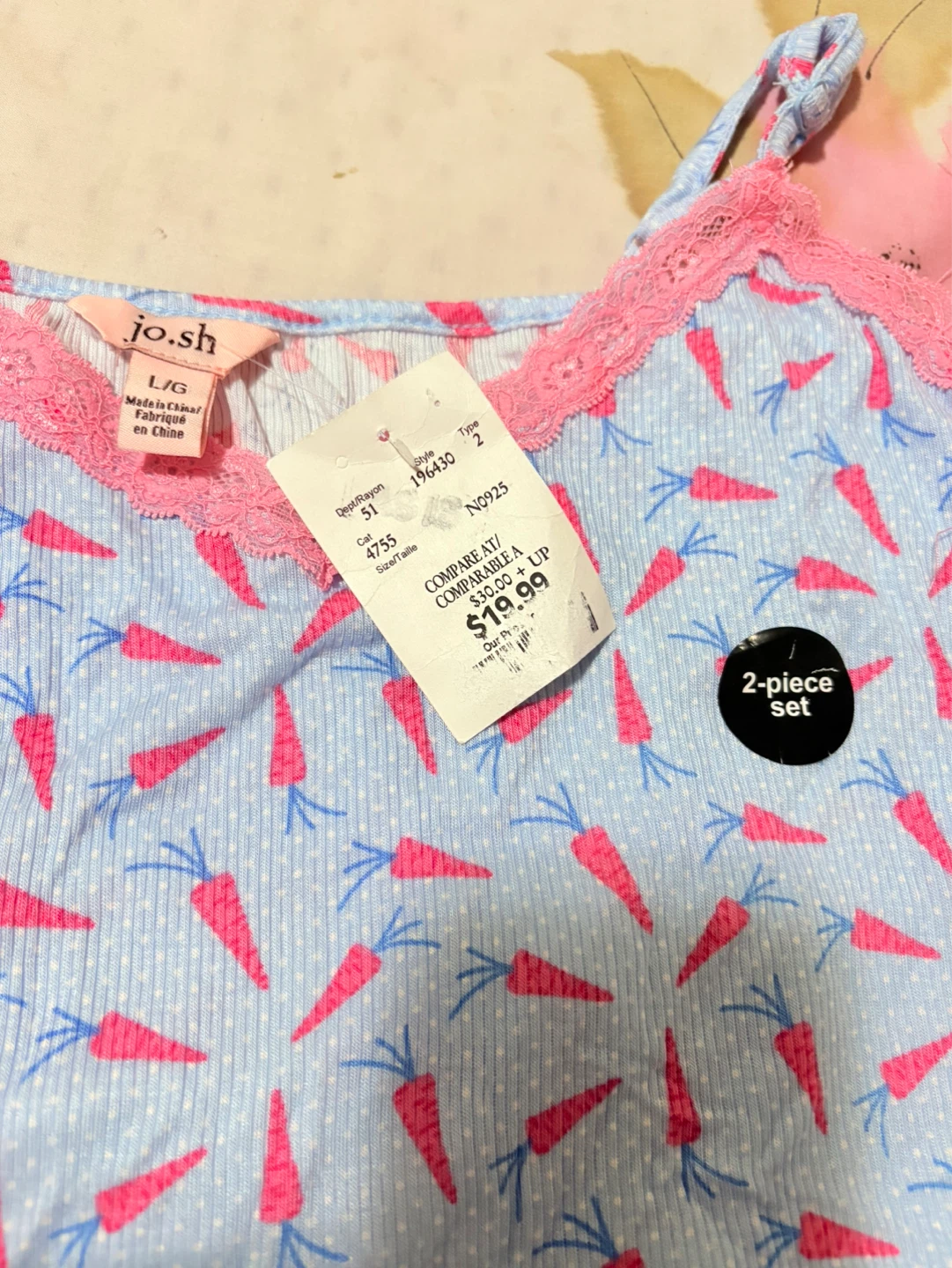 Jo.sh 2-piece pajama set - Blue Carrot Print - L/G - photo 3