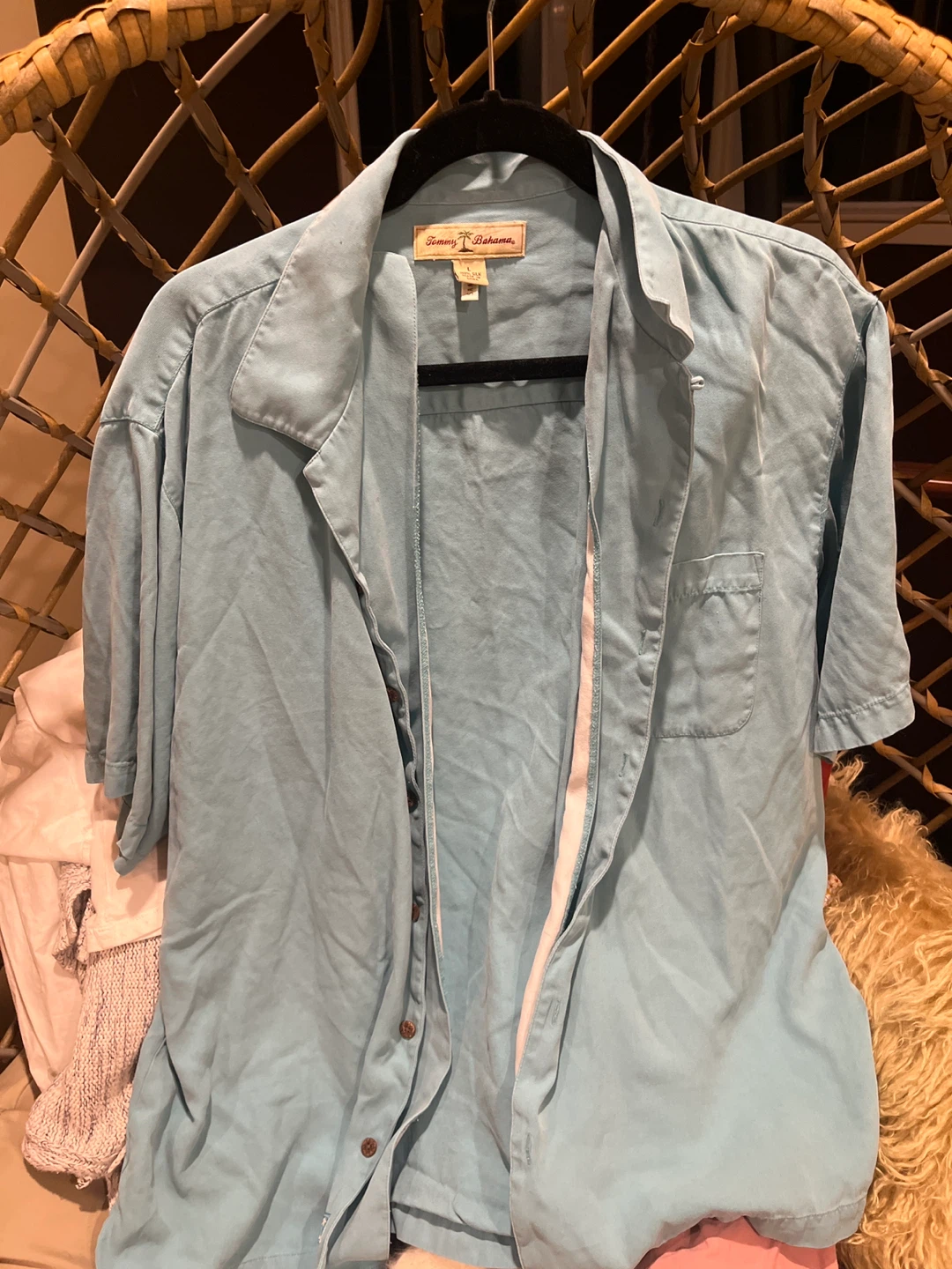 Tommy Bahama Blue 100% Silk Short Sleeve Shirt - photo 2