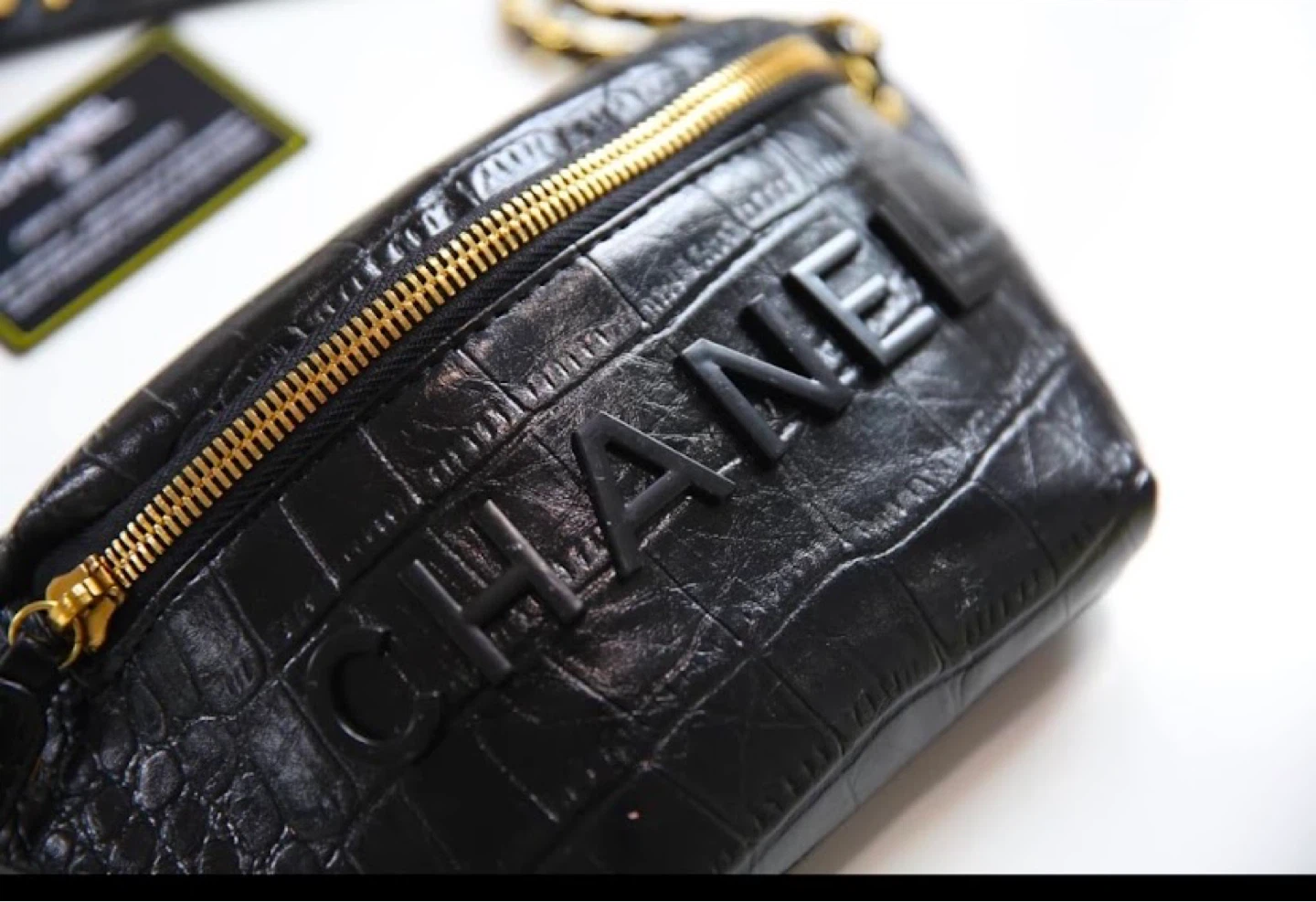 CHANEL Black Crocodile Embossed Fanny Pack - photo 3