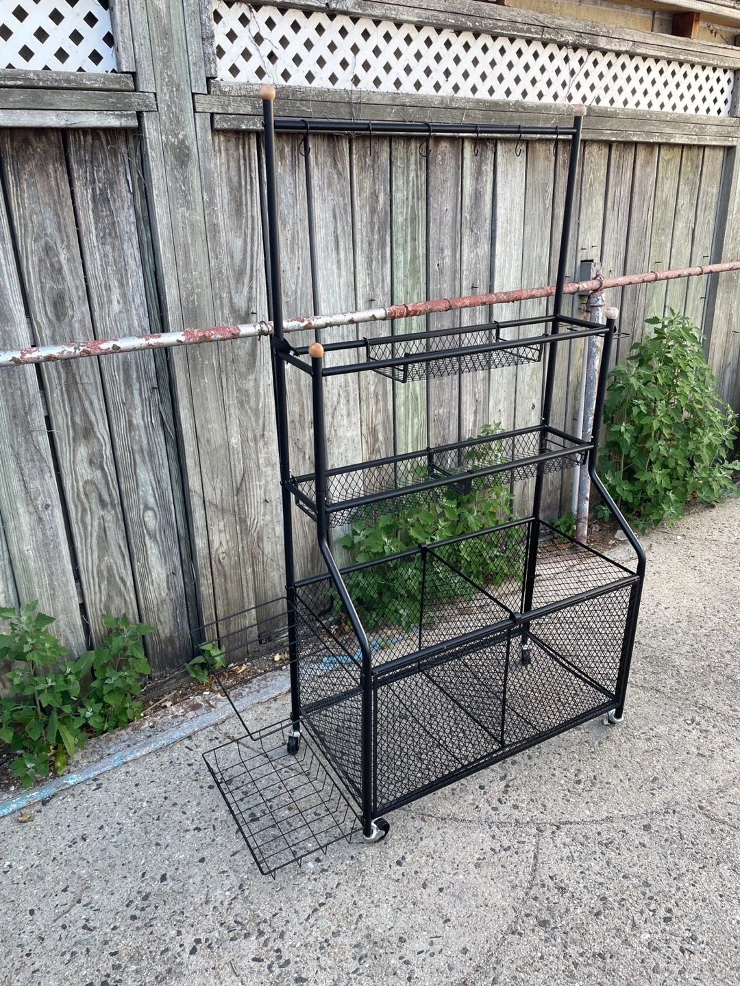 Black Metal Rolling Shelf Cart