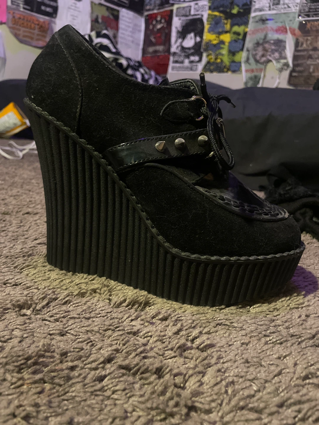 DEMONIA Creeper 302H / Black Wedge Platform Shoes - photo 2
