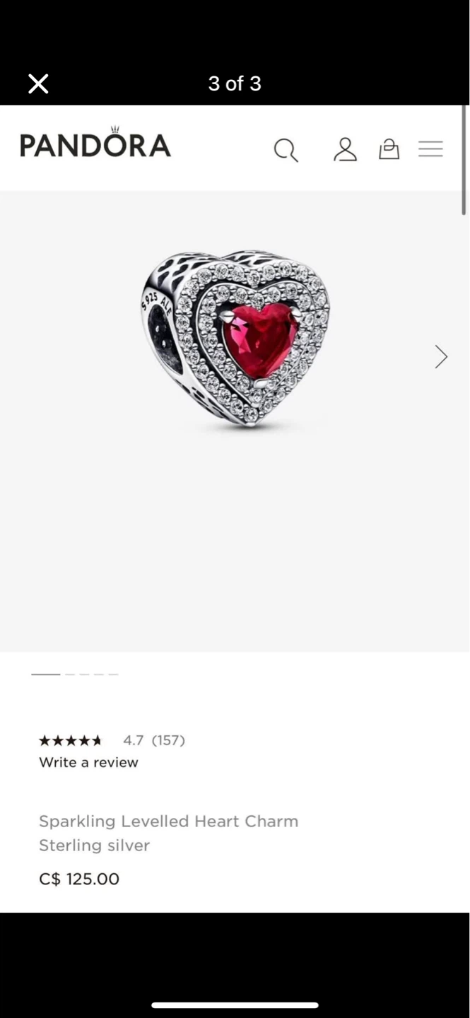 Pandora Sparkling Levelled Heart Charm - photo 4