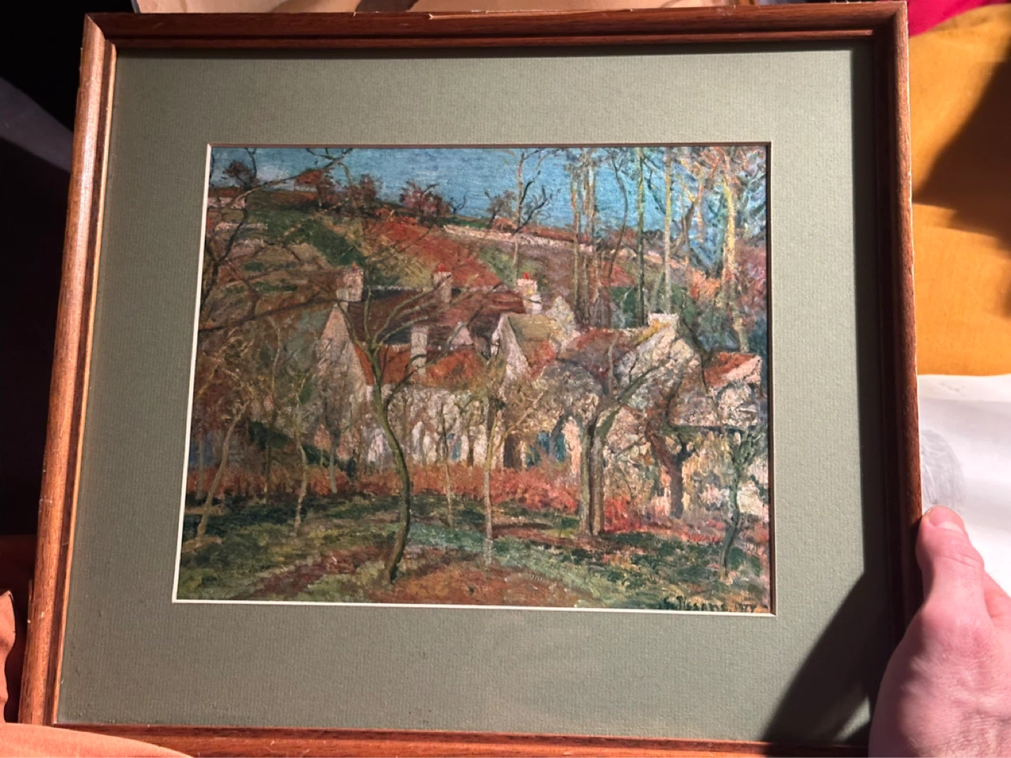 camille passaro Red roofs corner of a village winter, 1877 print