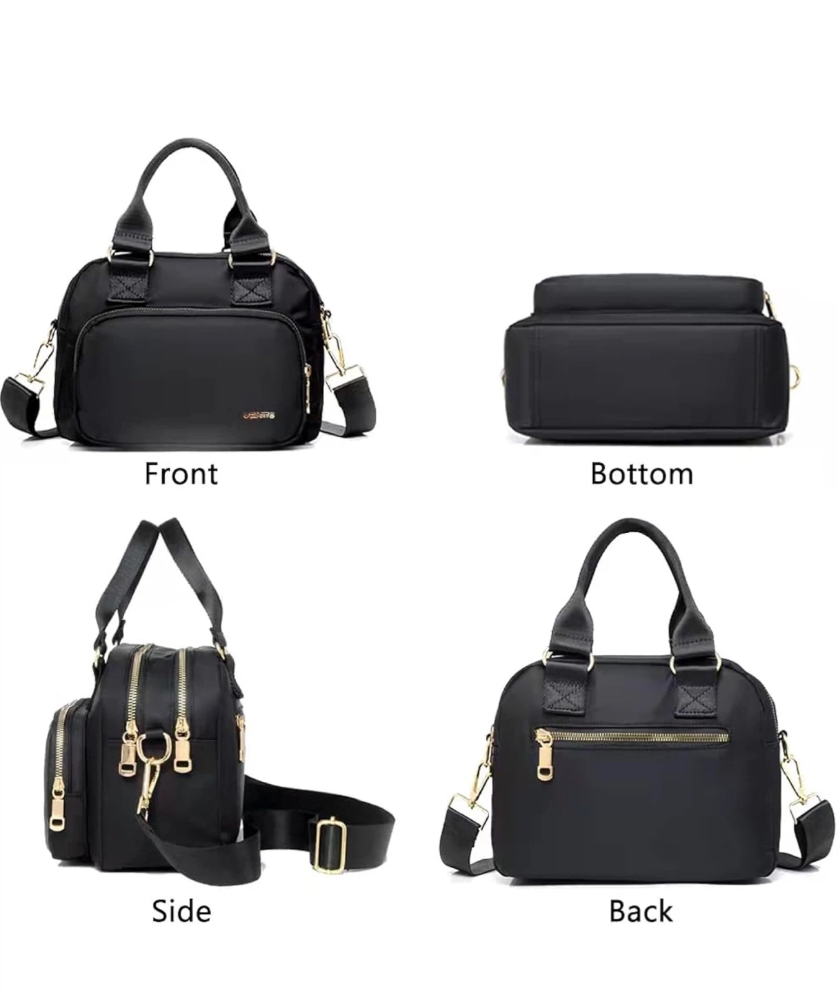 Black Nylon Shoulder Bag with Adjustable Strap - photo 2