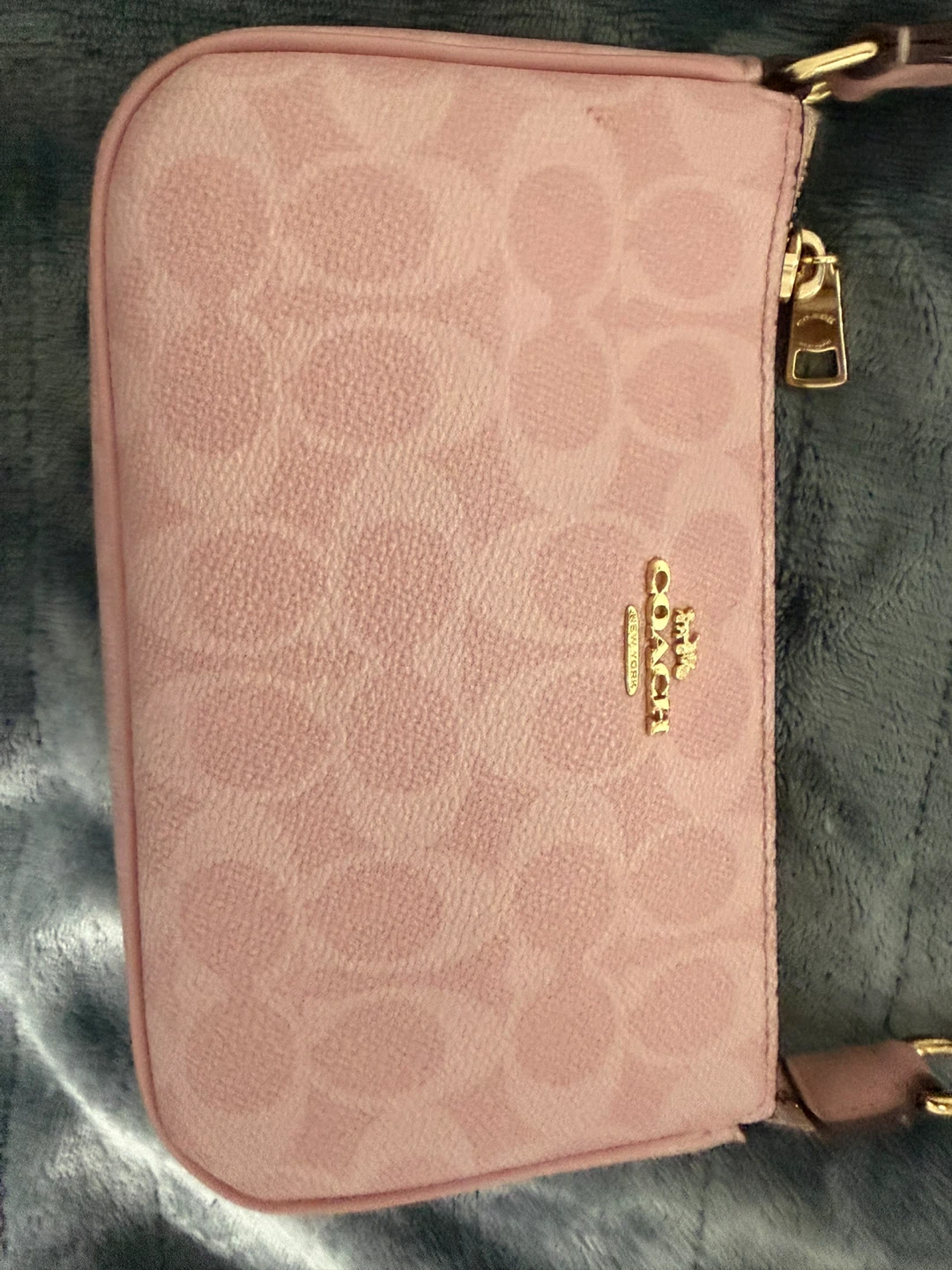 Coach Pink Monogram Cherry Charm Shoulder Bag
