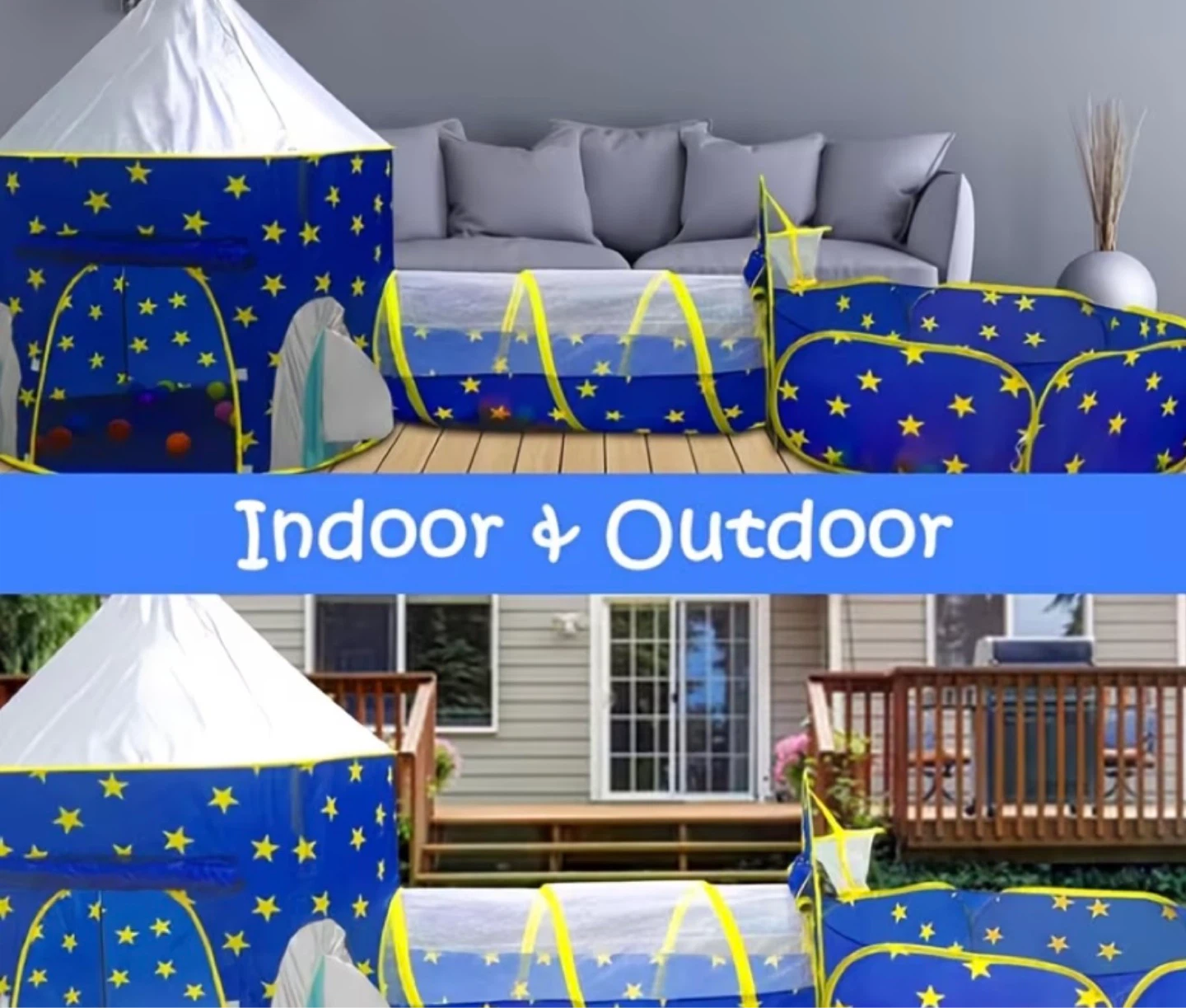 3-Piece Star Play Tent and Tunnel Set - photo 3