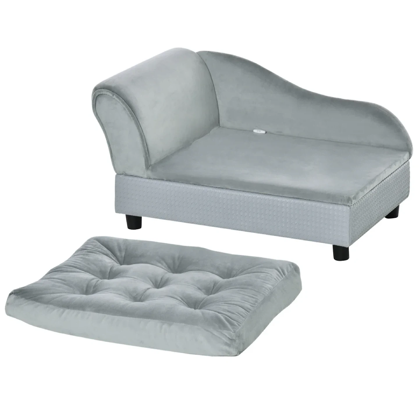 Grey Velvet Pet Chaise Lounge with Storage - photo 4