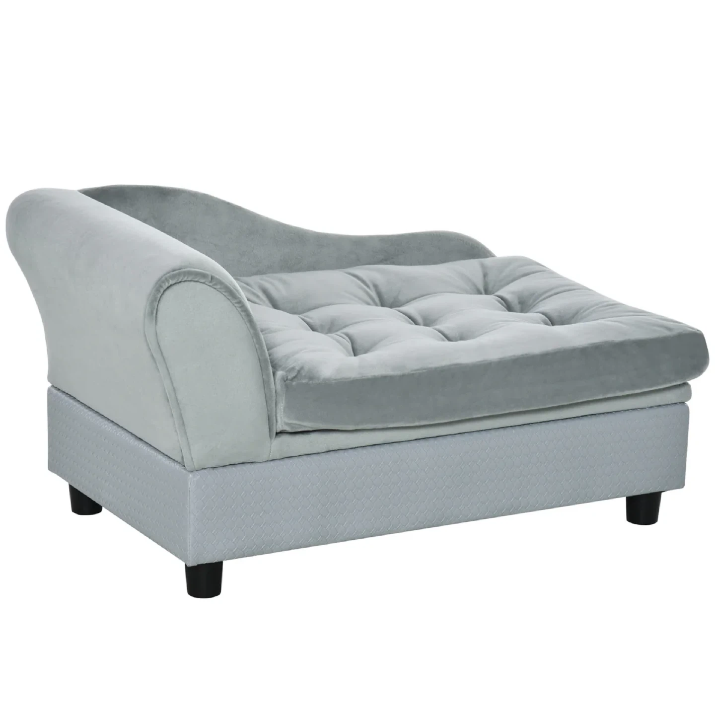 Grey Velvet Pet Chaise Lounge with Storage - photo 2