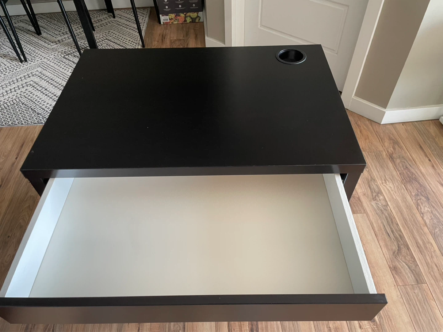 Black Desk with Drawer and Cable Hole - photo 5