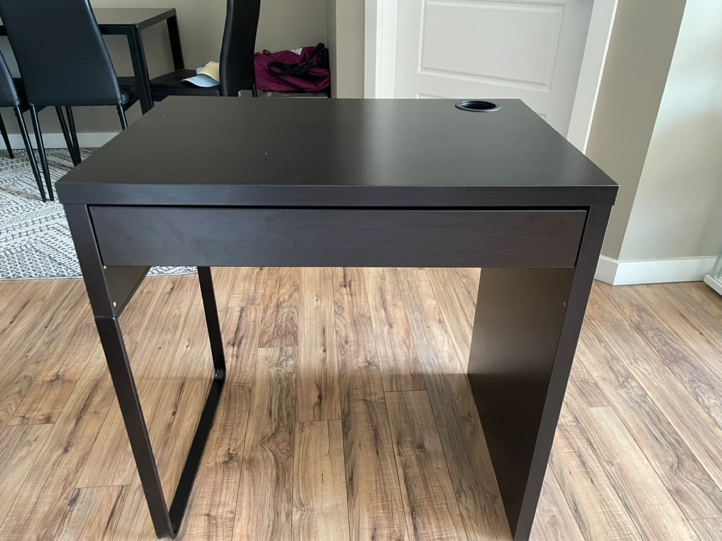 Black Desk with Drawer and Cable Hole - photo 4