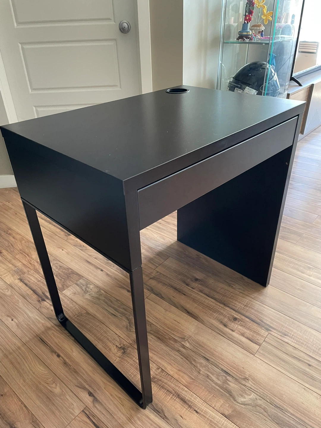 Black Desk with Drawer and Cable Hole