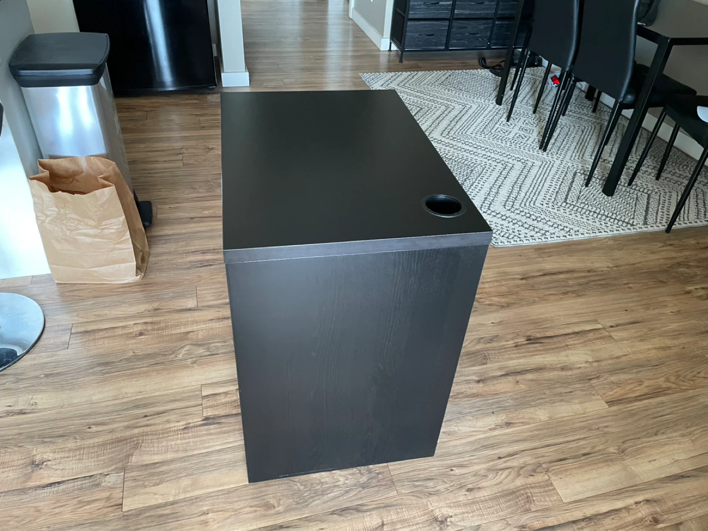 Black Desk with Drawer and Cable Hole - photo 3