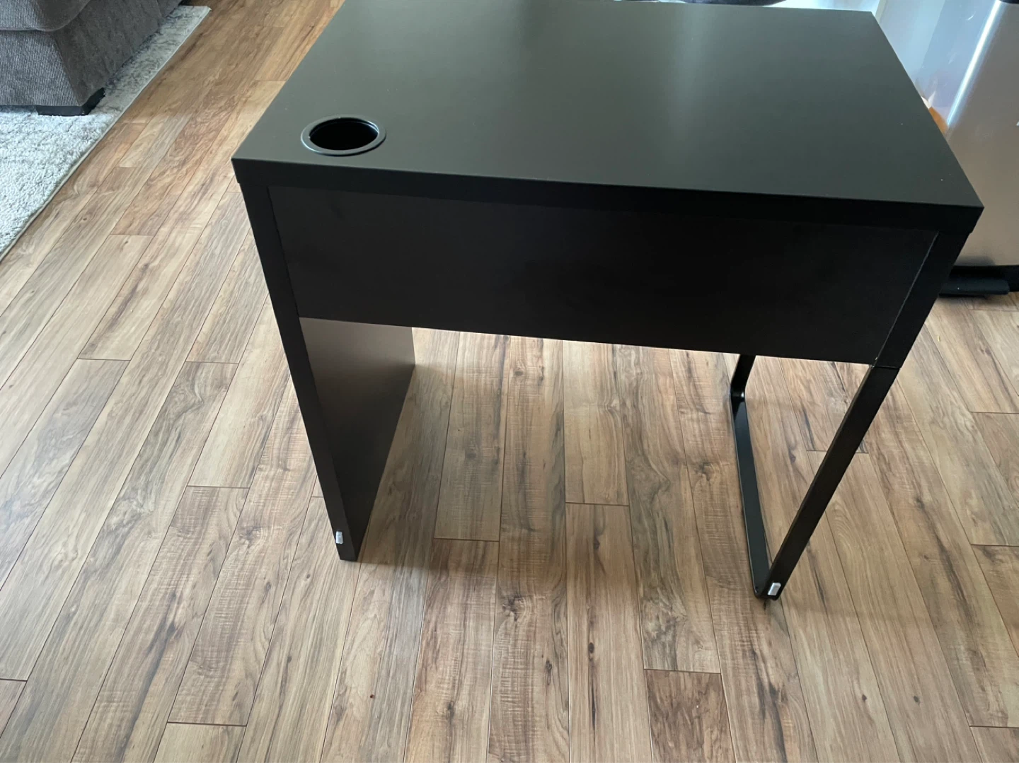 Black Desk with Drawer and Cable Hole - photo 2
