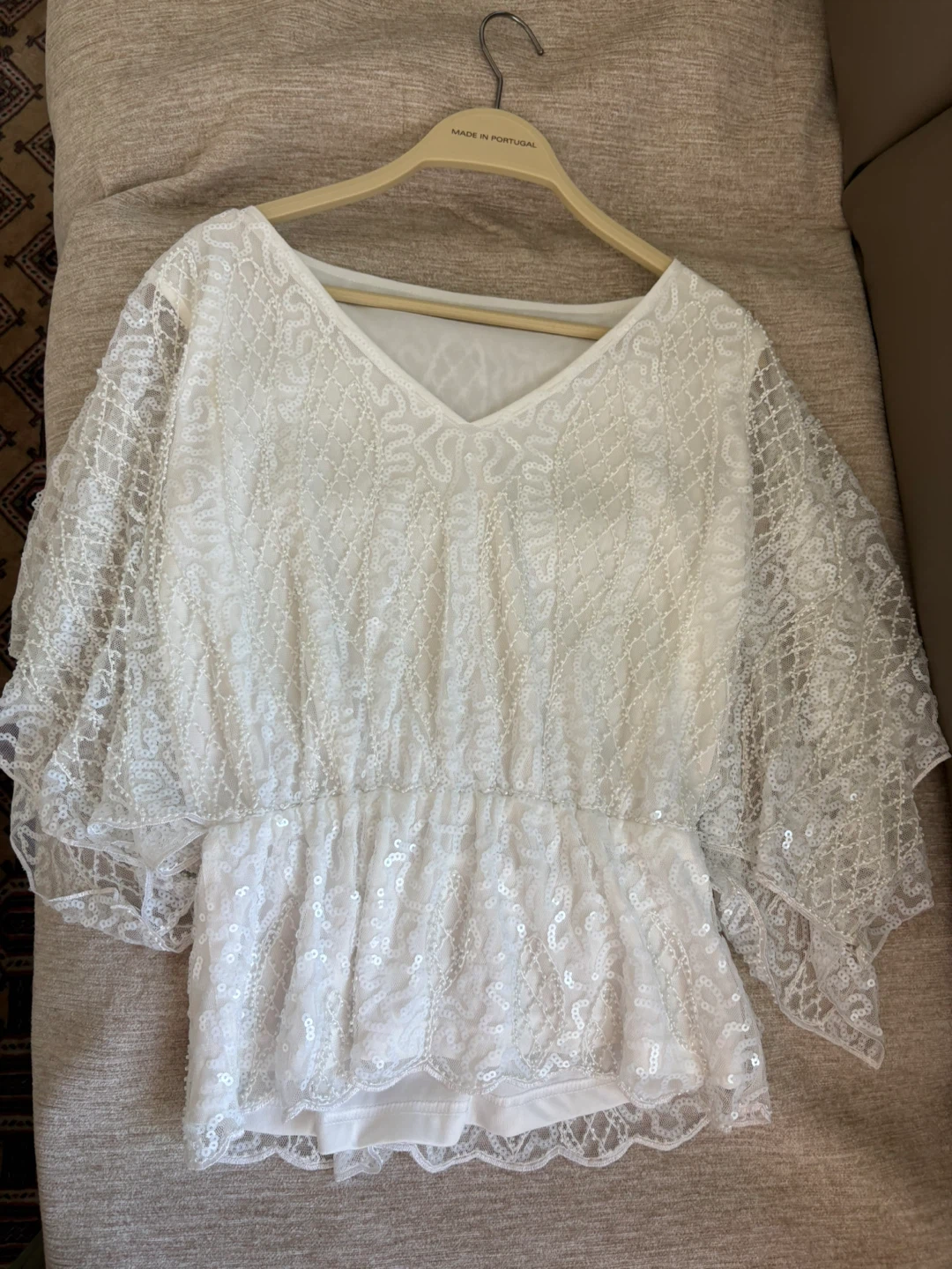 White Lace and Sequin Blouse - photo 4
