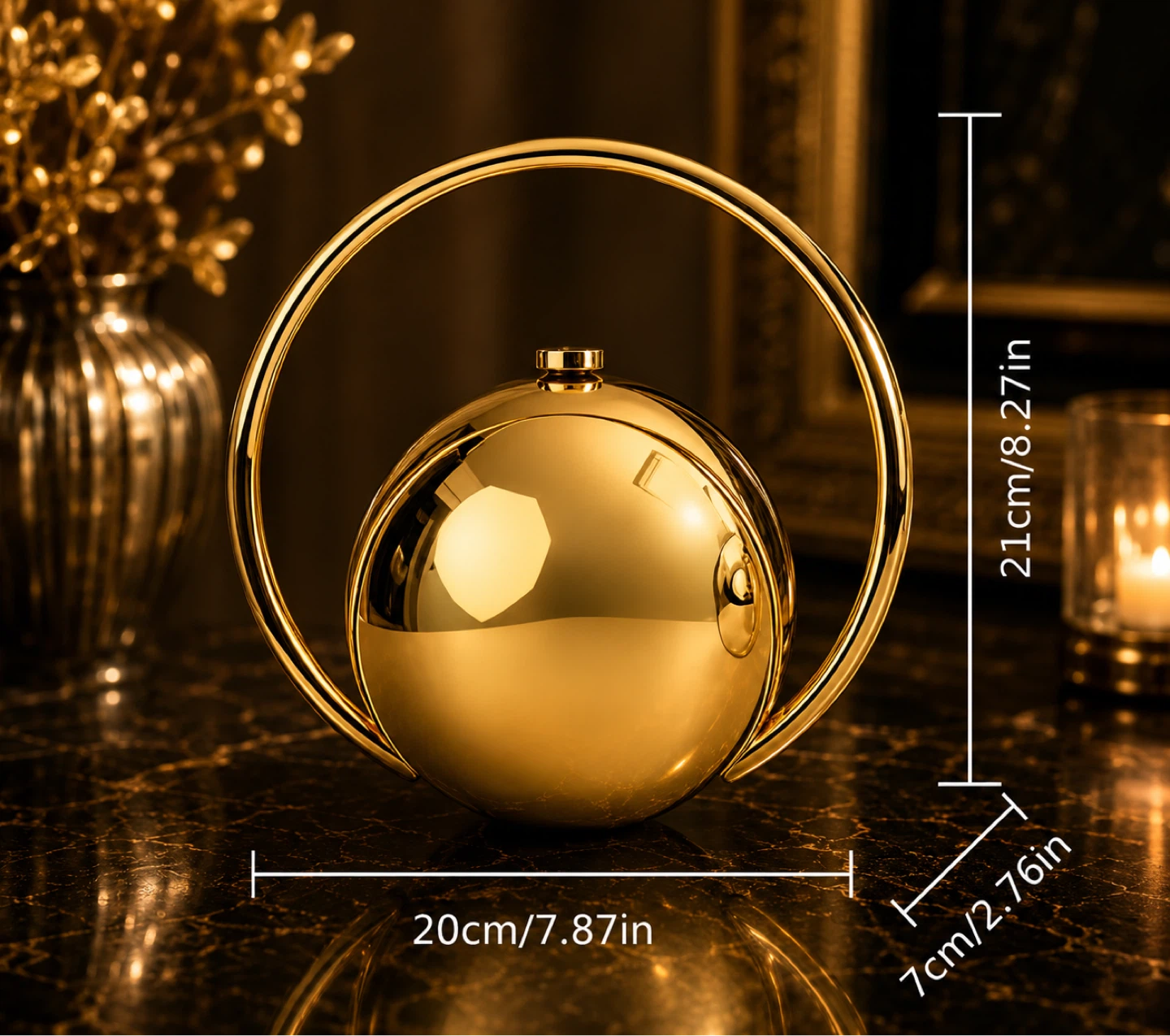 Gold Spherical Clutch Bag