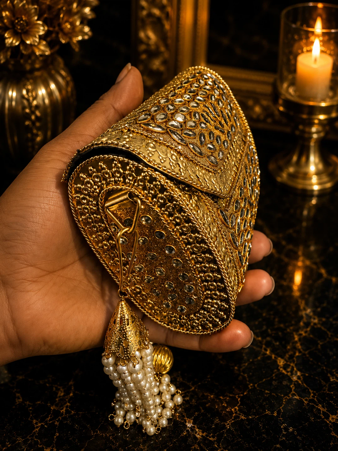 Gold Beaded Clutch Bag - photo 3