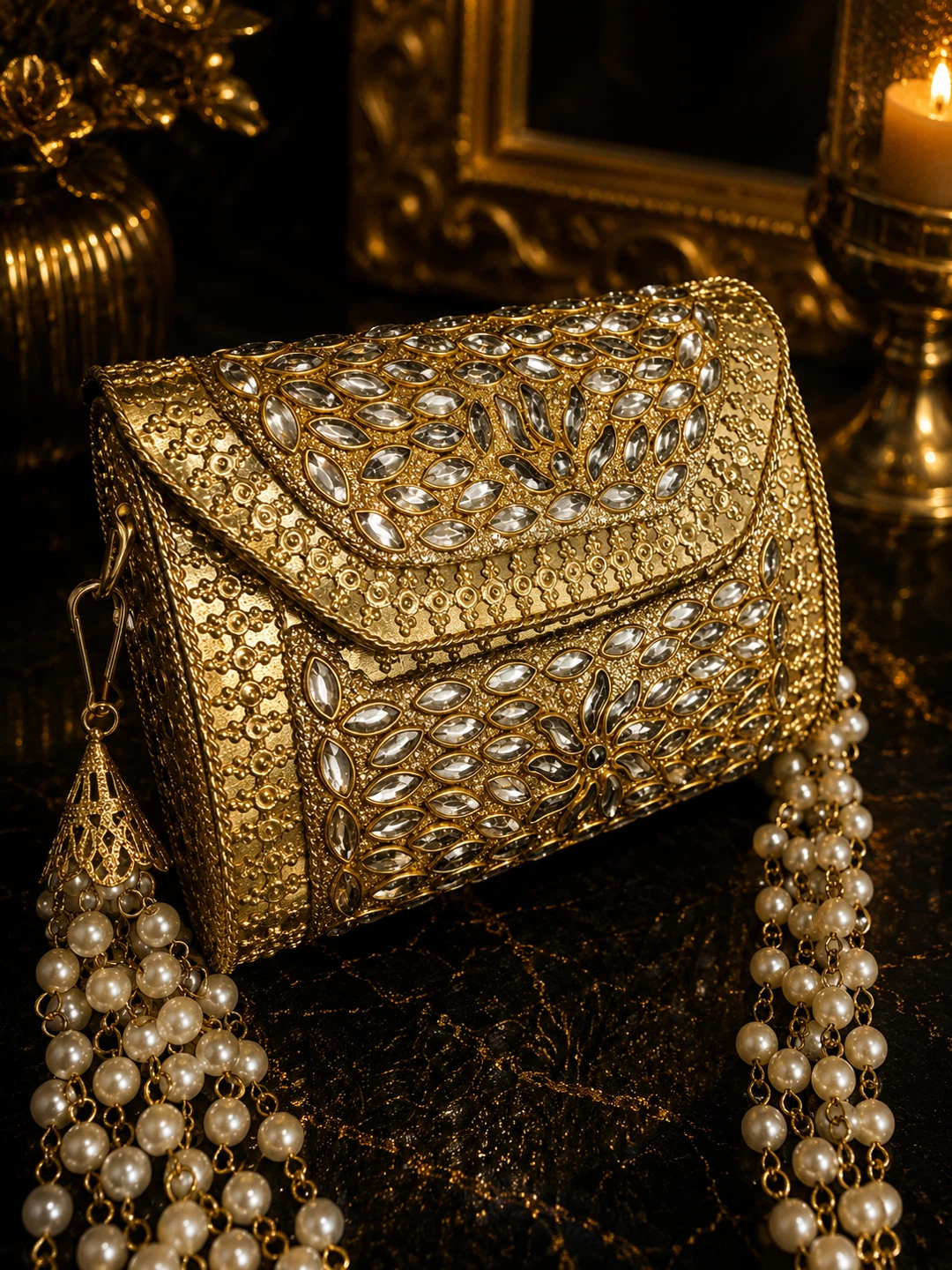 Gold Beaded Clutch Bag - photo 4