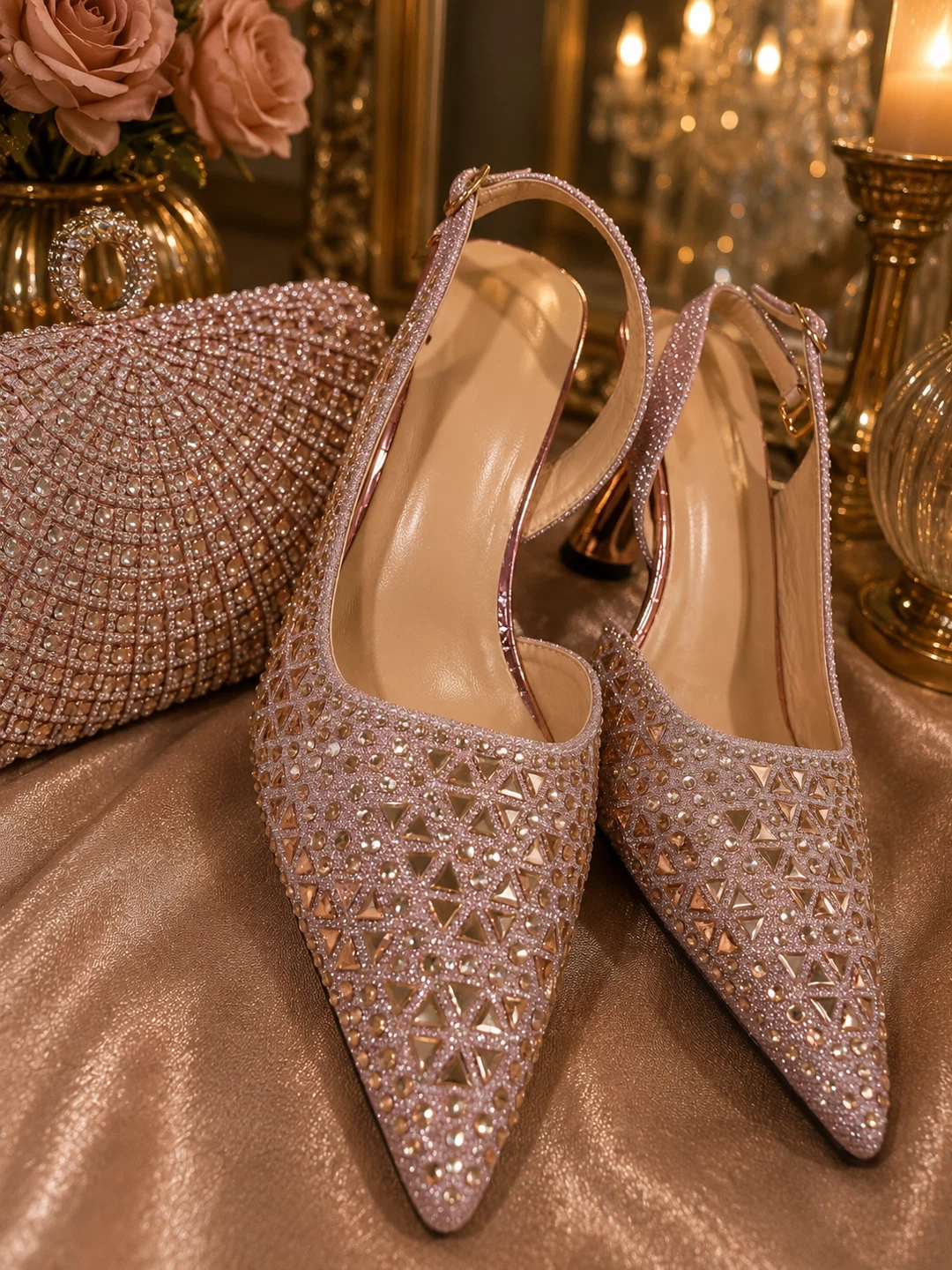 Sparkly Pink Clutch Purse and Heels Set heel size 39 - photo 3