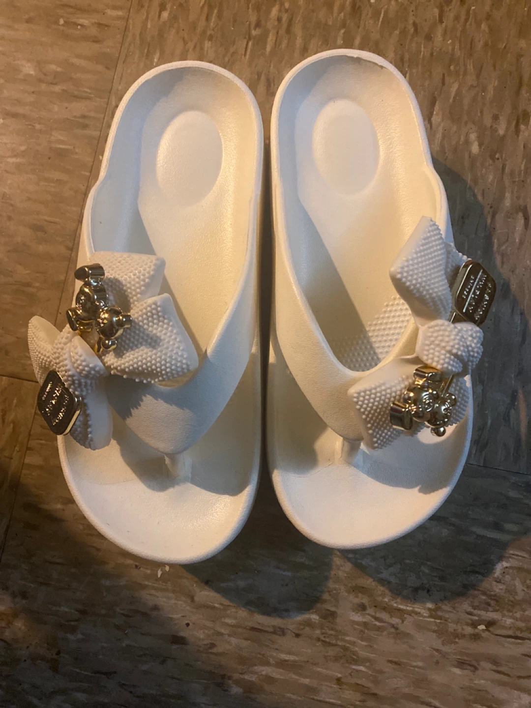 White Flip Flops with Bow Detail - photo 2