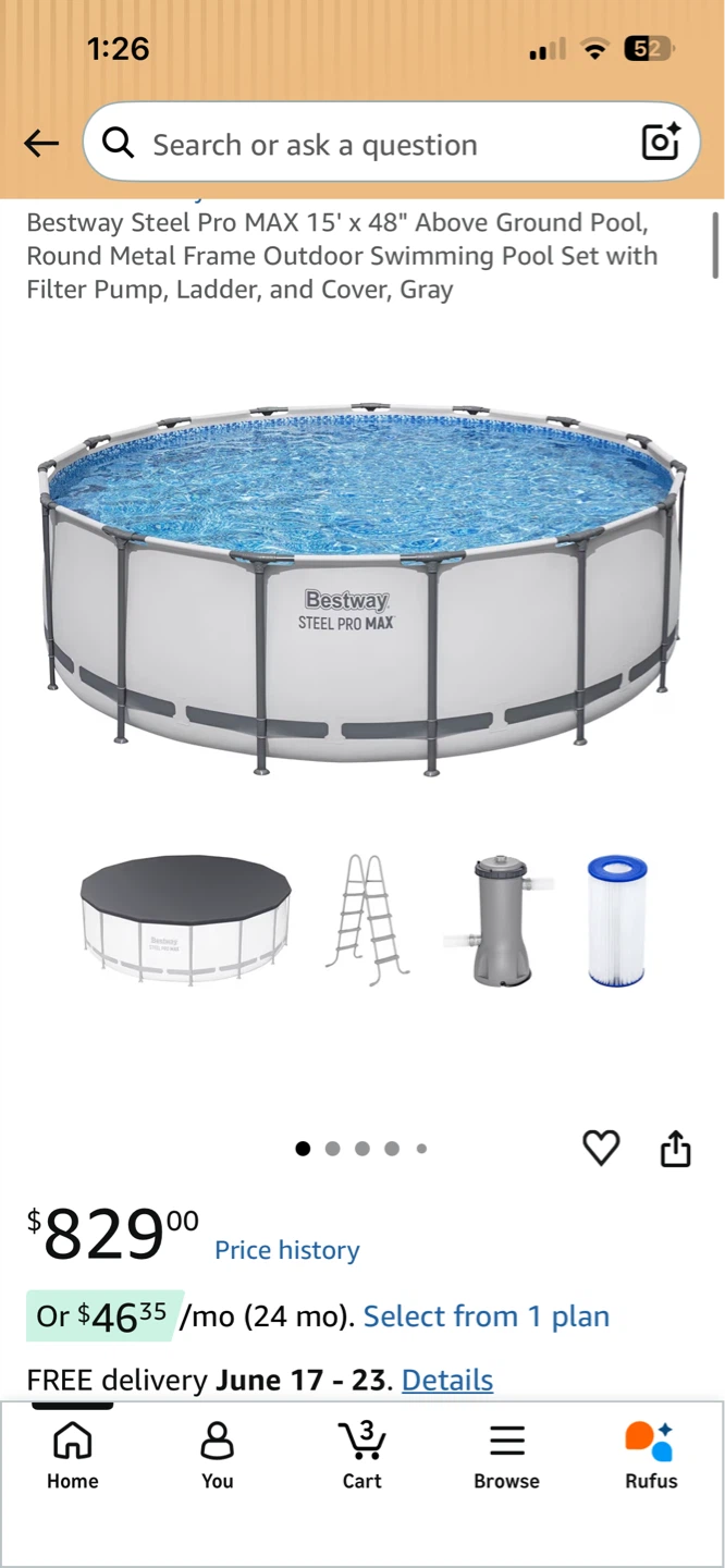 Bestway Steel Pro MAX 15' x 48" Above Ground Pool Set brand new