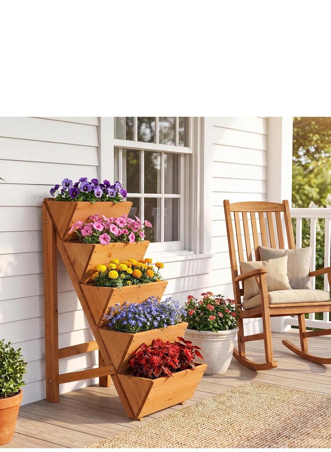 Wooden Tiered Planter Stand