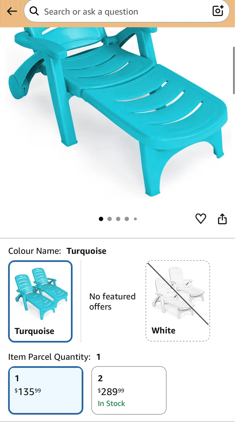 Turquoise Plastic Chaise Lounge Chair - photo 2