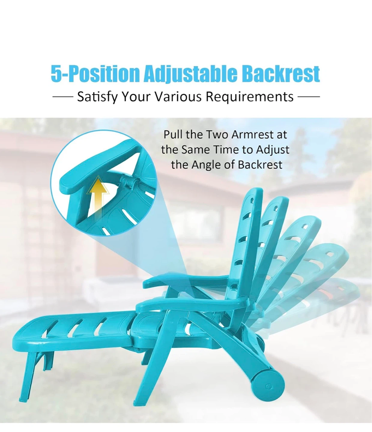 Turquoise Plastic Chaise Lounge Chair - photo 5