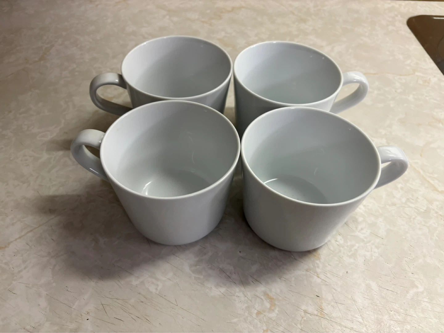 Set of 4 White Ceramic Mugs