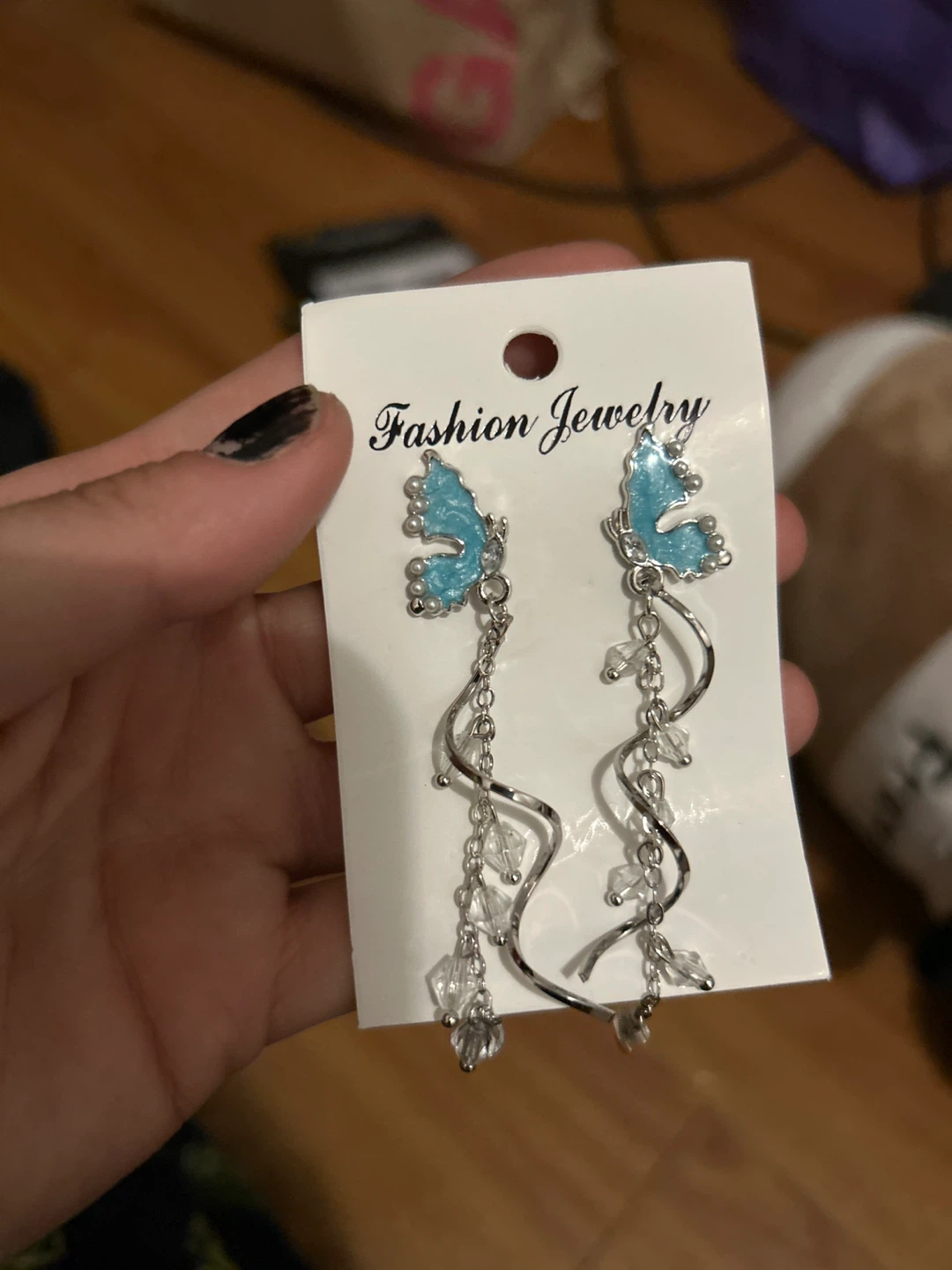 Blue Butterfly Dangle Earrings