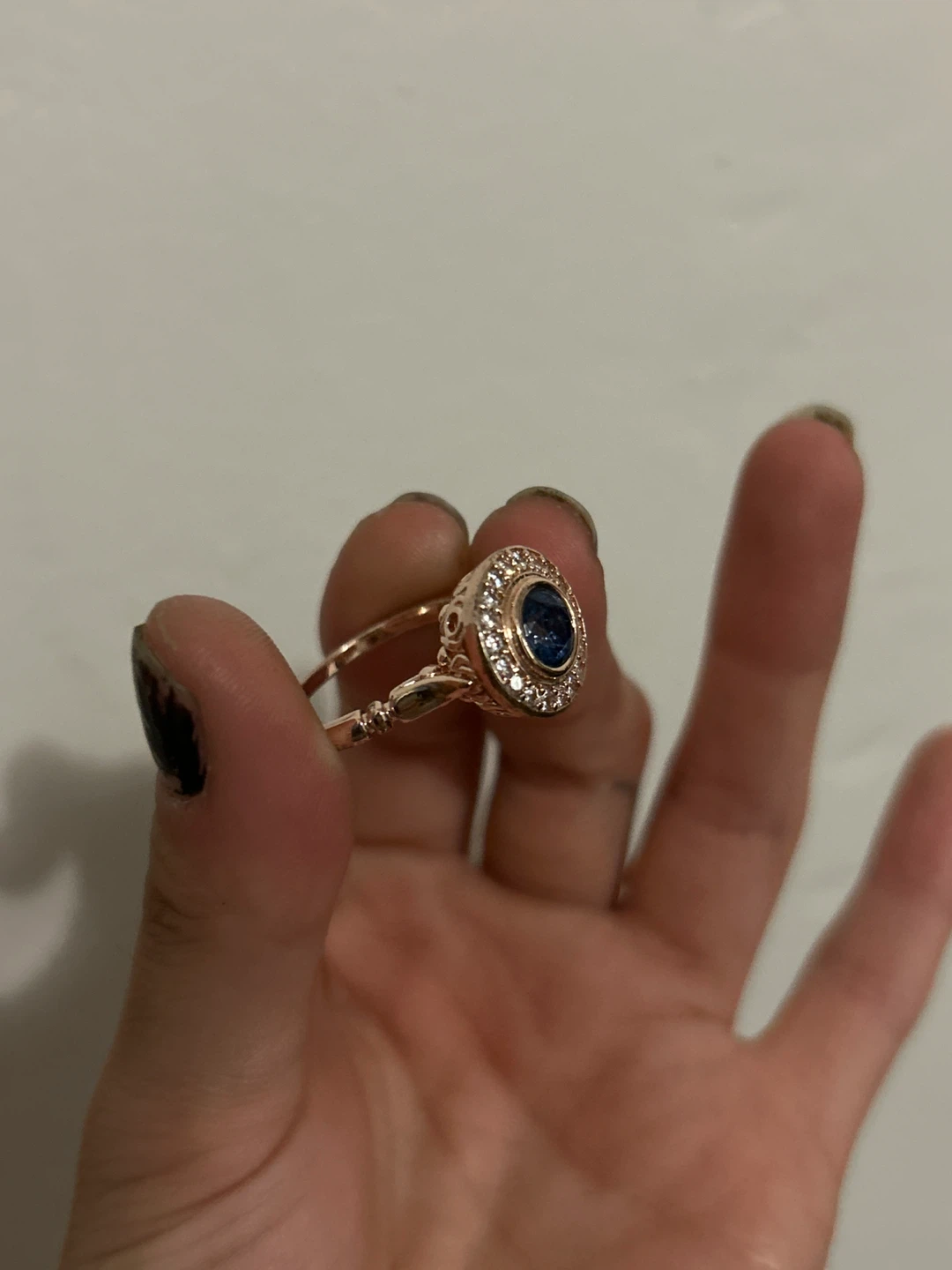 Rose Gold Sapphire and Diamond Halo Ring - photo 3