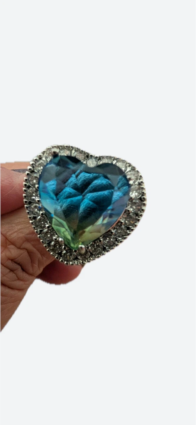 Heart Cut Blue Crystal Statement Ring