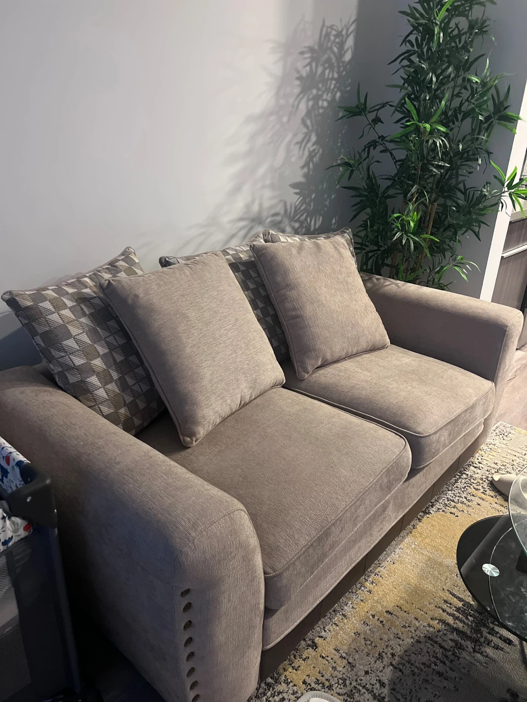 Beige Sofa with Decorative Pillows - photo 2
