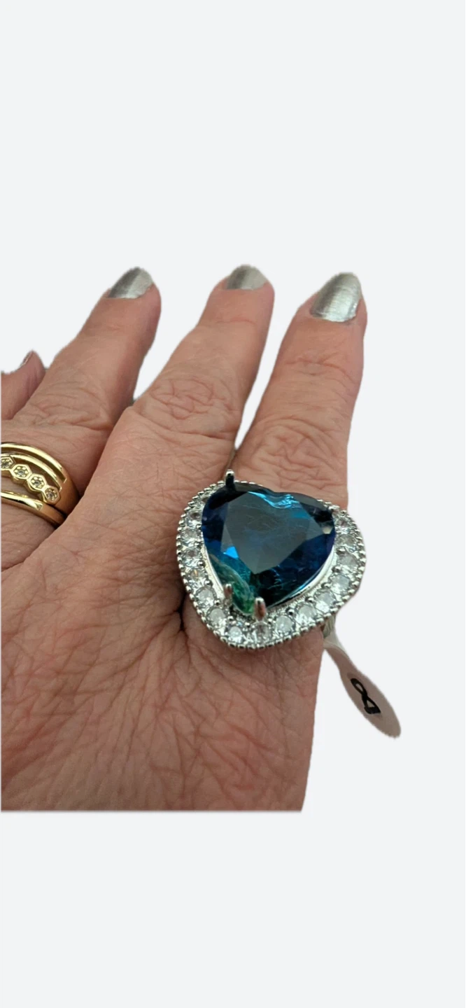 Heart Cut Blue Crystal Statement Ring - photo 3