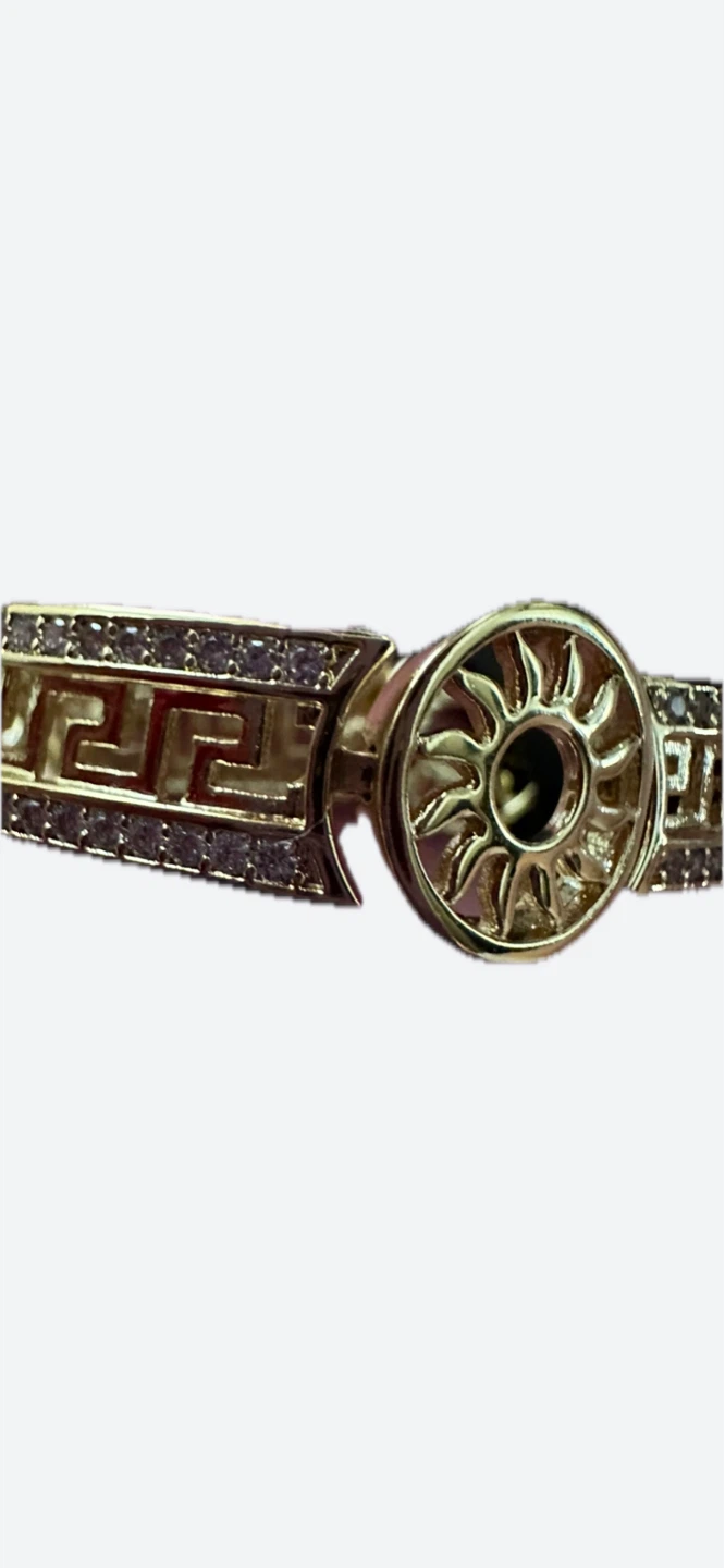 14kGold laminated bracelet with sun and Greek key design - photo 2