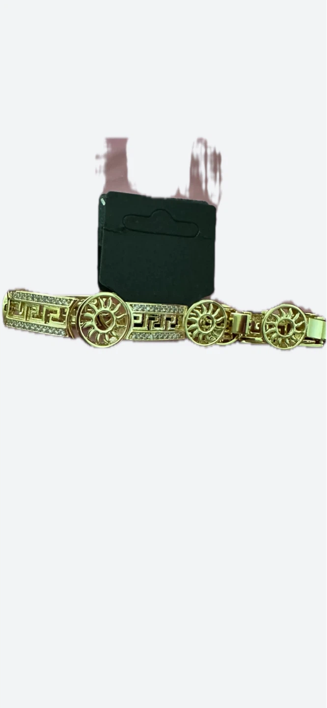 14kGold laminated bracelet with sun and Greek key design - photo 3