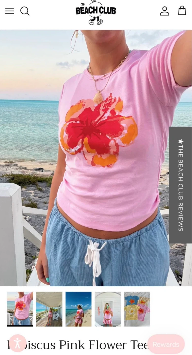 Women hibiscus pink flower t shirt size medium tags on