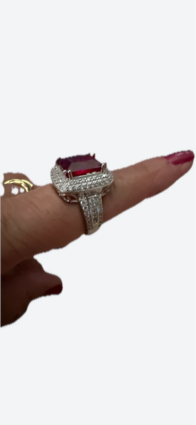 Women's Silver 925 Ring with Red Stone - photo 3