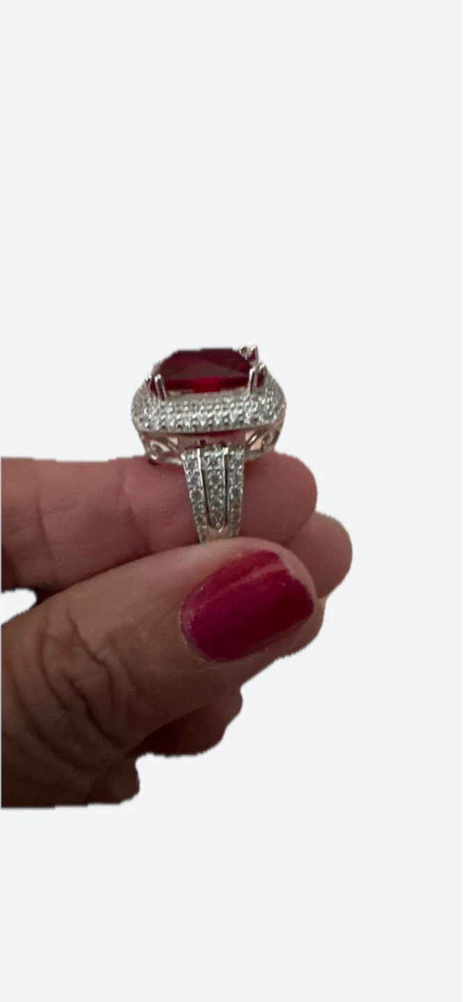 Women's Silver 925 Ring with Red Stone - photo 4
