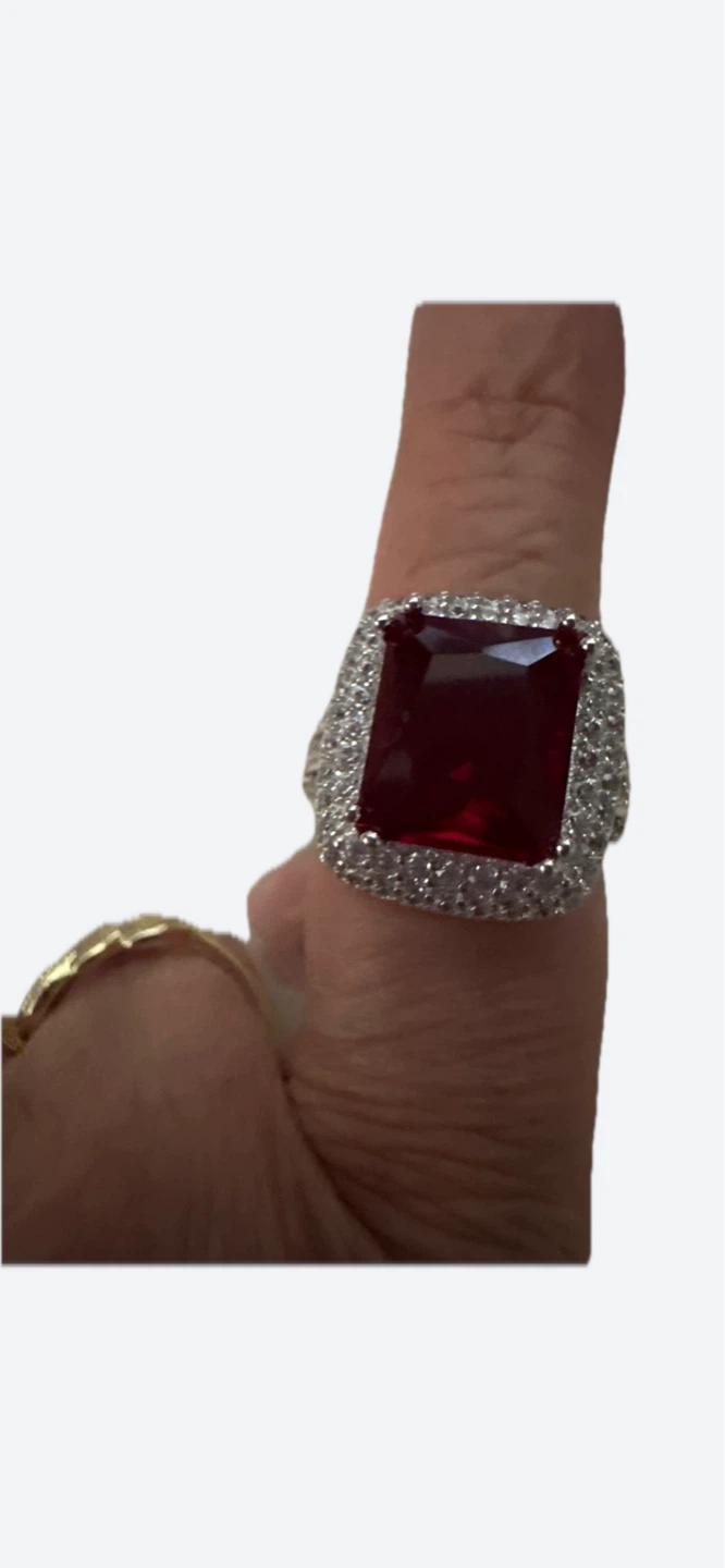 Women's Silver 925 Ring with Red Stone - photo 2