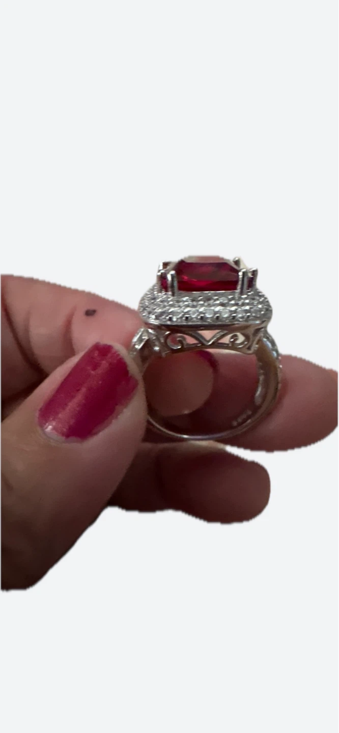 Women's Silver 925 Ring with Red Stone