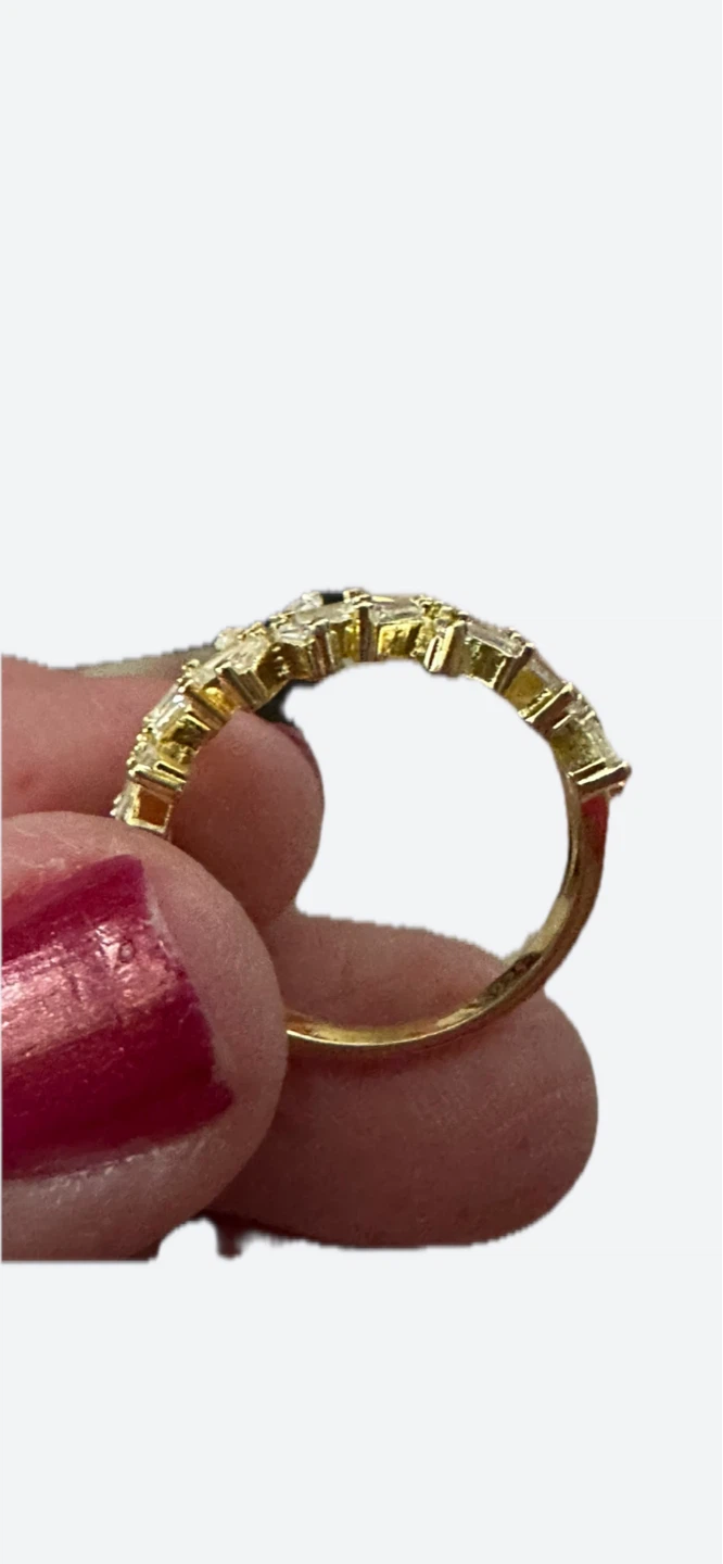 Gold Tone Ring S925 Size 7 with Clear Baguette Stones - photo 4