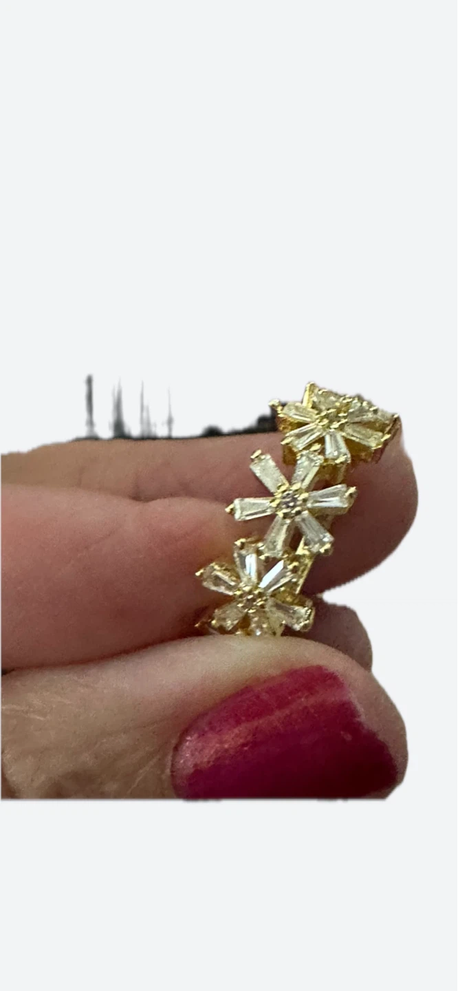 Gold Tone Ring S925 Size 7 with Clear Baguette Stones - photo 5
