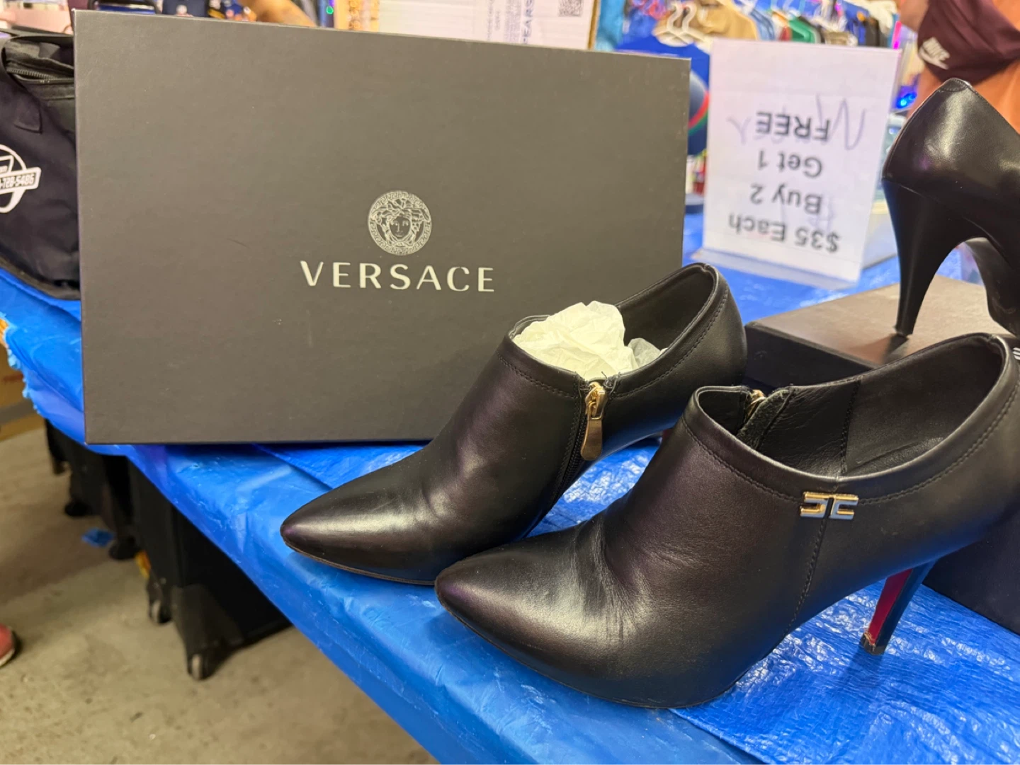 Versace Black Leather Ankle Boots