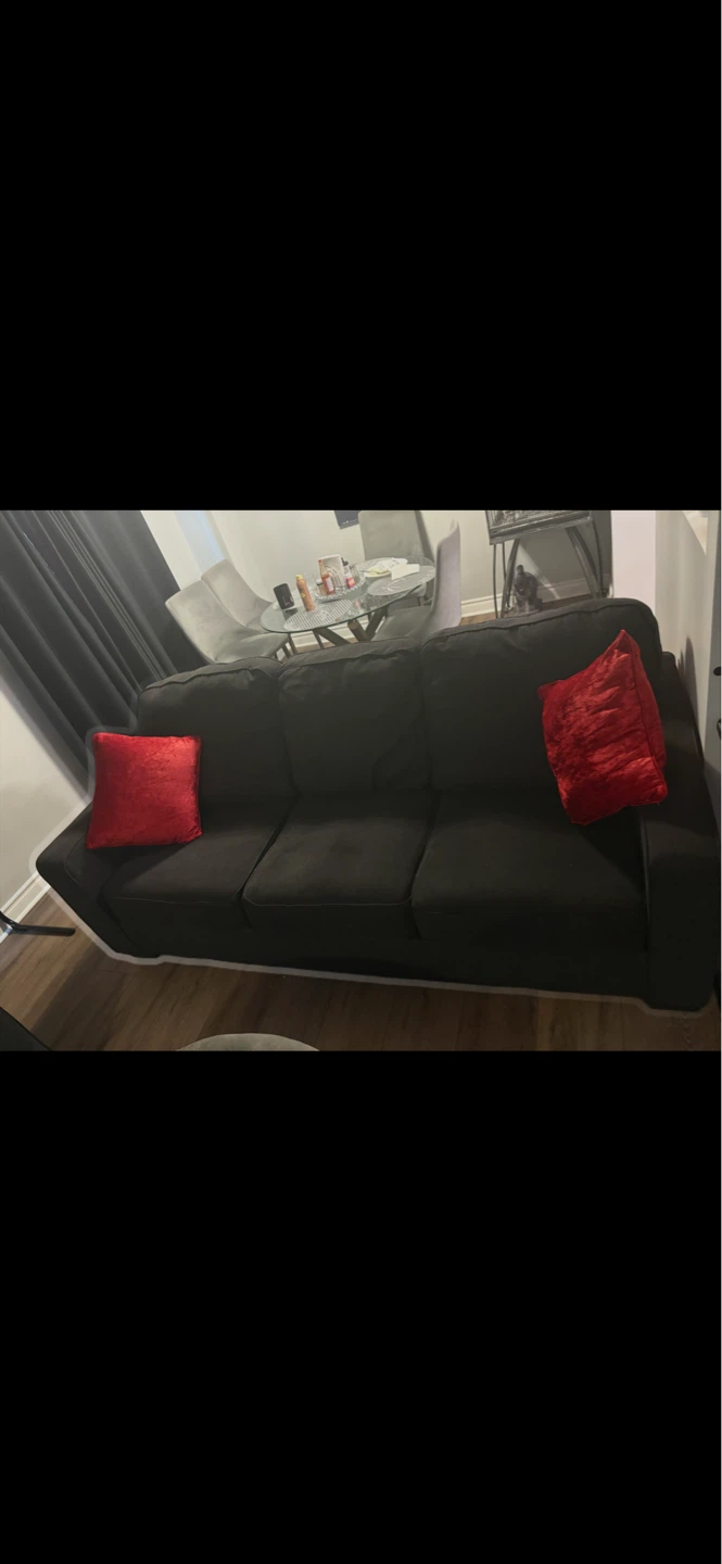 Dark charcoal Sofa and loveseat (ottoman 100$
